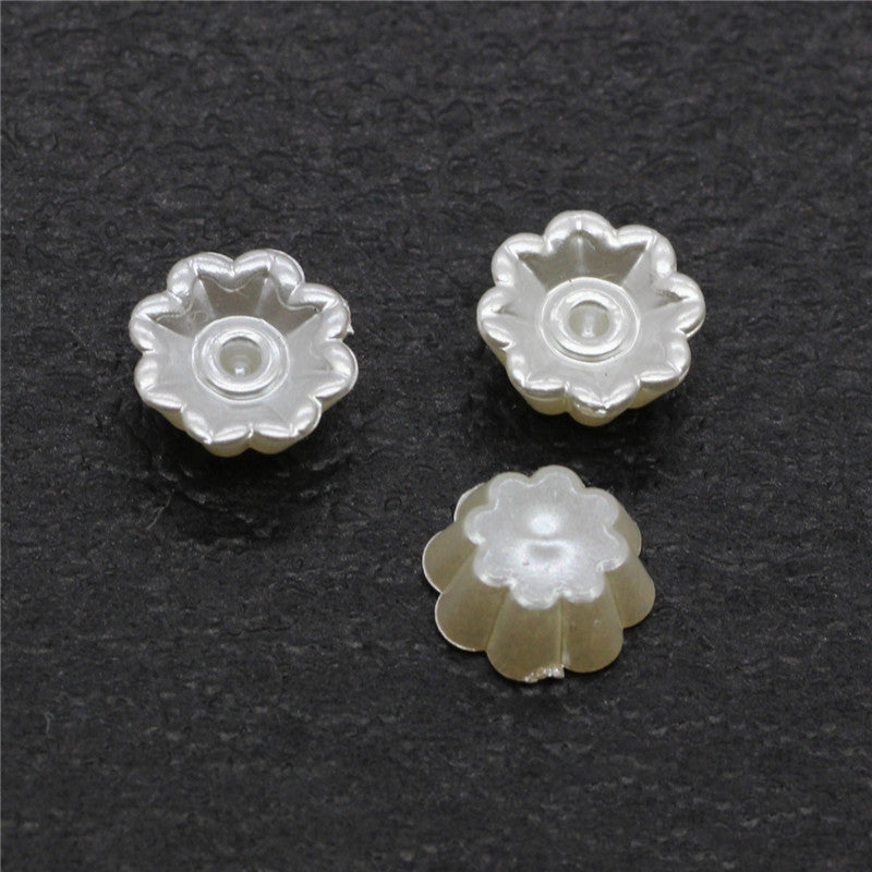 Pearl Imitation Flower Acrylic Beads 2-13mm White 100pcs 9