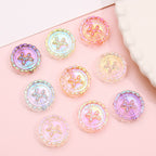 Flat Round Acrylic Beads 23mm Iridescent Puppy Wreath Design 8pcs