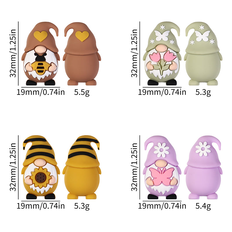 Silicone 3D Focal Beads Spring Dwarf Holding Bee Heart 20pcs 7