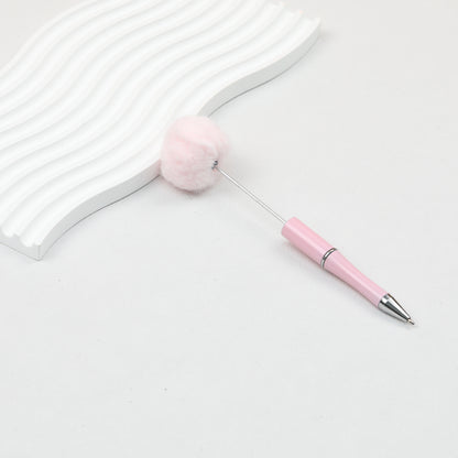Beadable Pen Plush Pom-pom Colorful Ballpoint