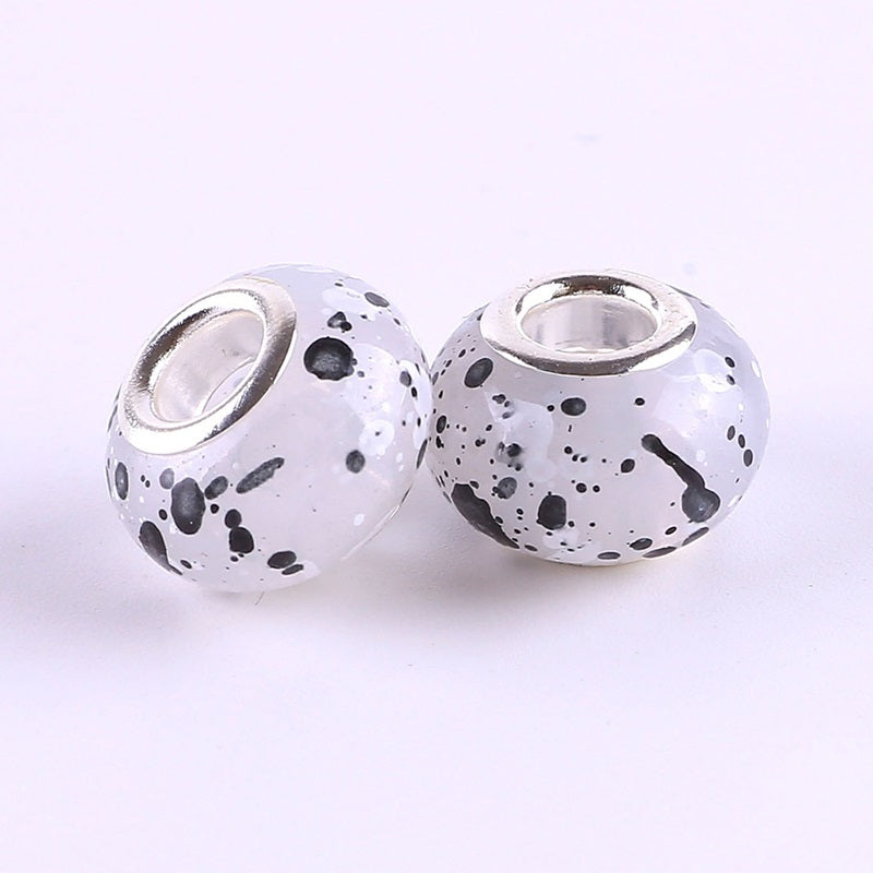 Resin Splash Ink Spacer Beads 14mm Large Hole 50pcs 14