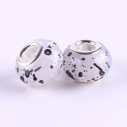 Resin Splash Ink Spacer Beads 14mm Large Hole 50pcs 14