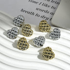 Plating Heart Acrylic Beads 17mm Metallic Gold Silver Waffle 50pcs