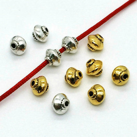 Alloy Lantern Spacer Beads 5mm Smooth Tibetan Style 50pcs