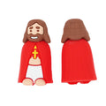 Silicone 3D Focal Beads Red Cloak King Holding Golden Cross 1pcs
