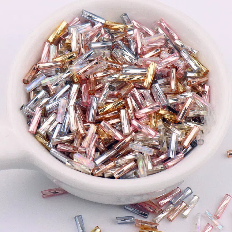 Plating Metallic Color Twisted Bugle Glass Beads 6mm 2500pcs 34