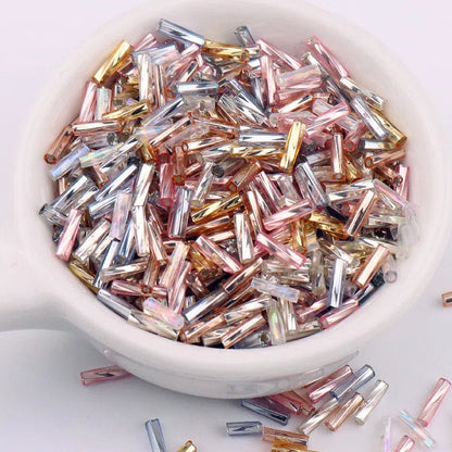 Plating Metallic Color Twisted Bugle Glass Beads 6mm 2500pcs 34