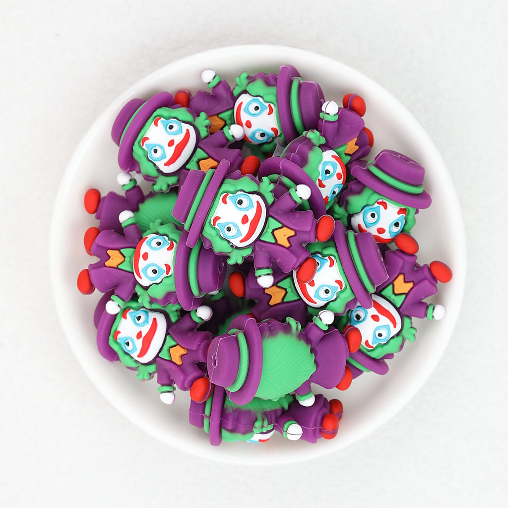 Purple Clown with Top Hat 3D Silicone Focal Beads 20pcs