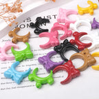 Glossy Painted Crescent Acrylic Beads 22-24mm Cartoon Hairband 50pcs