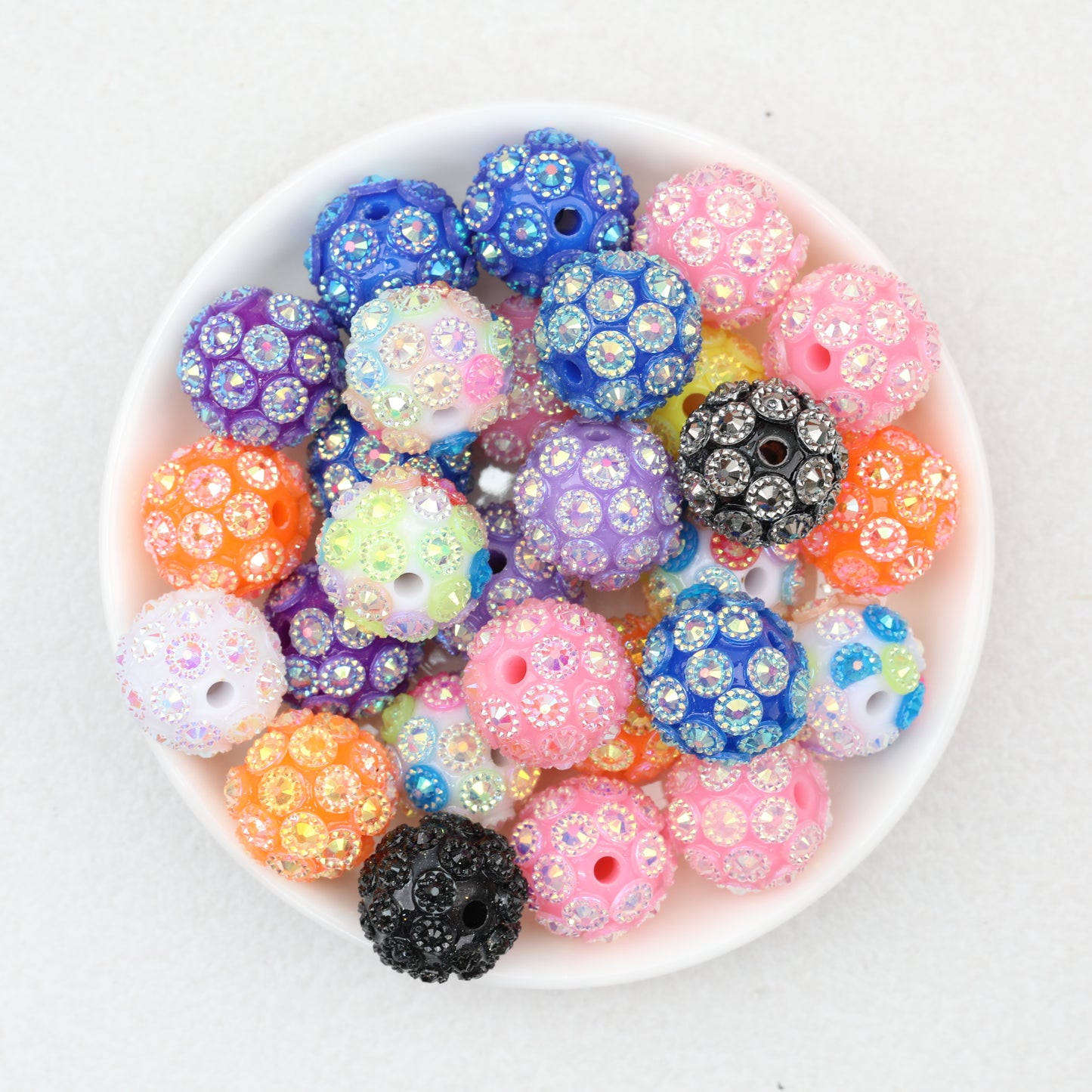 Shimmer Resin Round Flower Beads 16mm 20pcs 2