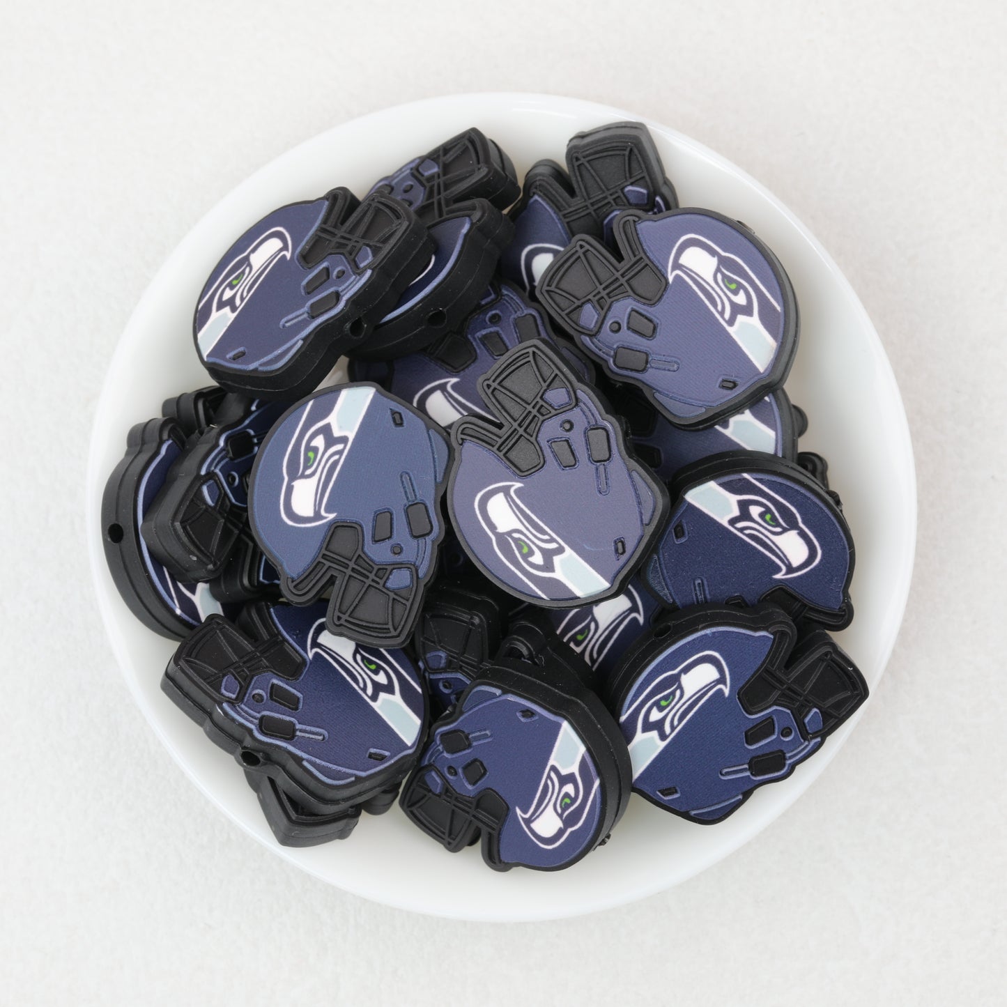 NFL Teams Helmet Silicone Focal Beads Printed Designs 20pcs 16