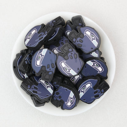 NFL Teams Helmet Silicone Focal Beads Printed Designs 20pcs 16