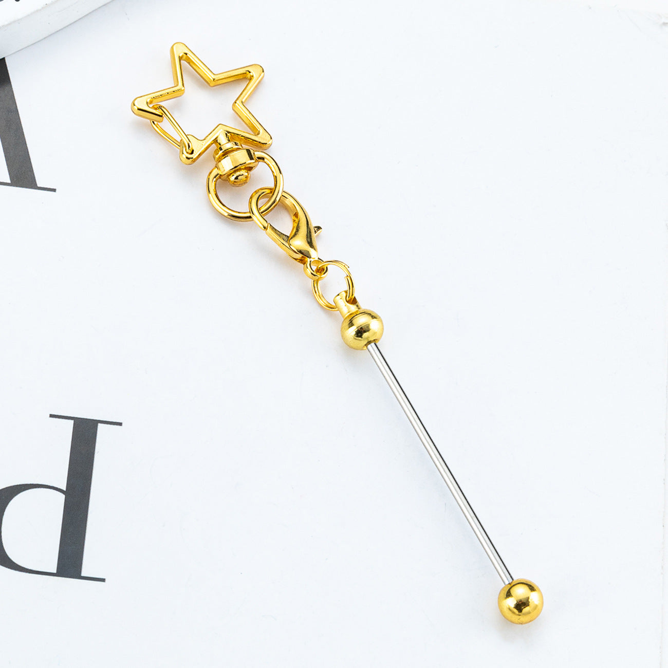 Beadable Metal Keychains Star-shaped