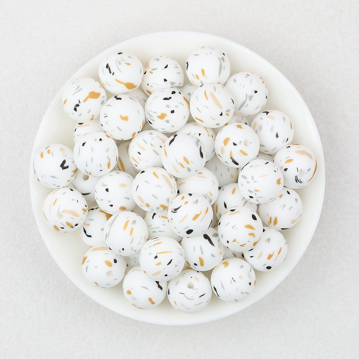 Colorful Pattern 15mm Silicone Round Beads 50pcs - Meteor Shower