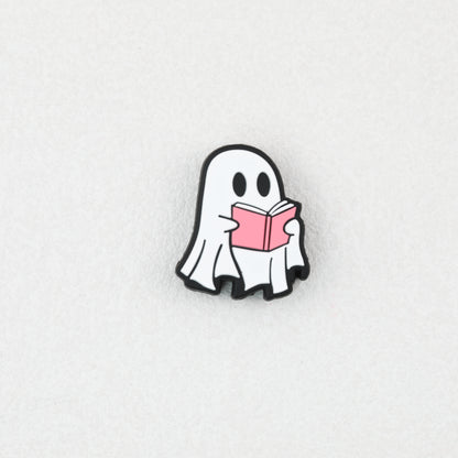 Ghost Theme Silicone Focal Beads White Pink 20pcs 3