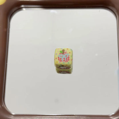 Square Acrylic Beads 14mm Tasty Snack Printed Pastel Colors 10pcs 12