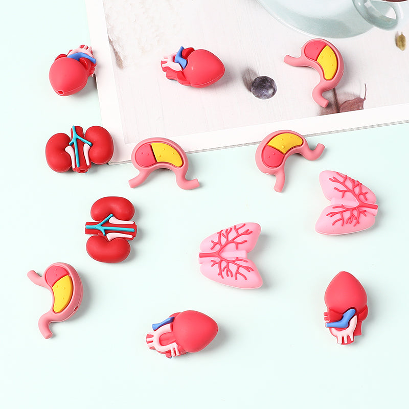 Silicone 3D Focal Beads Cartoon Organs Anatomical Shapes 20pcs 4
