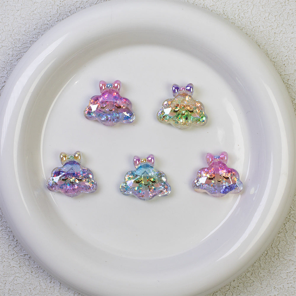 Glitter Bow Cloud Resin Beads 25mm Pastel Sparkle 10pcs 4