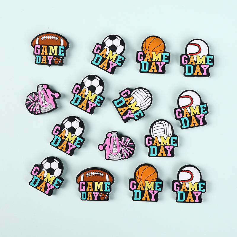 Silicone Focal Beads Ball Game Match Day Text 20pcs 5