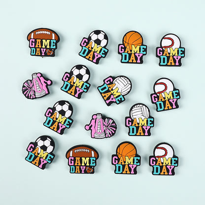 Silicone Focal Beads Ball Game Match Day Text 20pcs 5