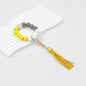 Tassel Wooden Beaded Keychain with PU Leather Tassel 23x10cm - yellow