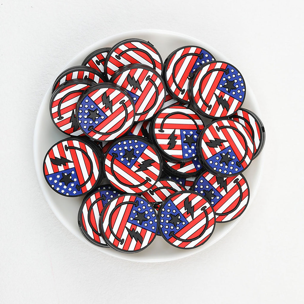 Silicone Focal Beads Independent Day Smiling Face Lightning Bolt 20pcs