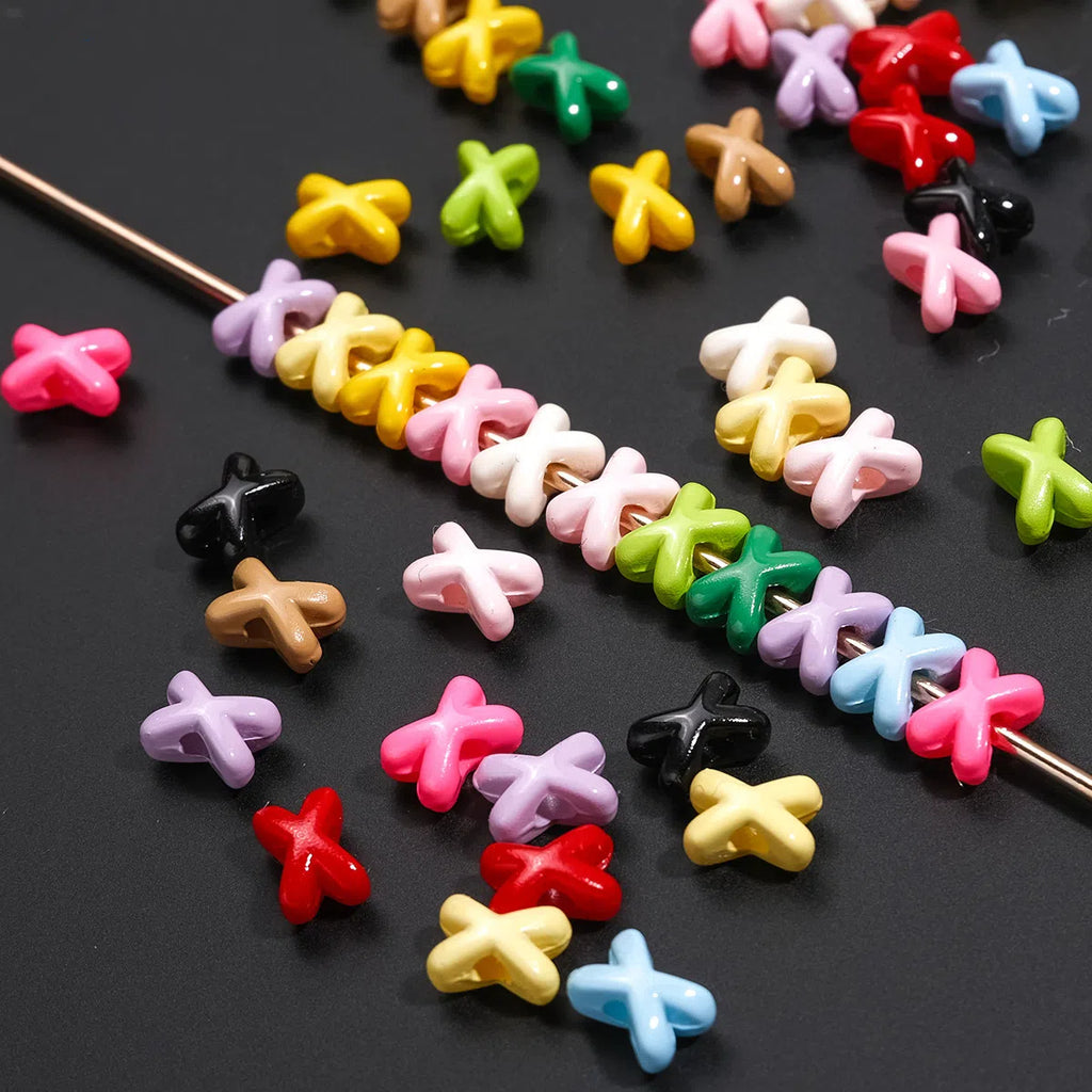 Baking Painted X Acrylic Beads 8mm Glossy Colorful 100pcs