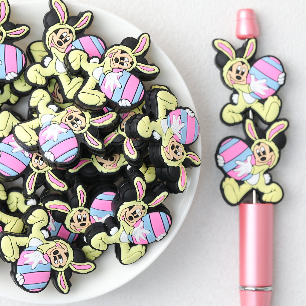 Easter Bunny Ears Mickey Silicone Focal Beads 20Pcs 