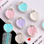 Alloy Heart Shaped Rhinestone Crown Beads 23mm 3pcs 4