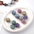 Flocking Leopard Acrylic Round Beads 15mm Colorful Mixed 20pcs 2