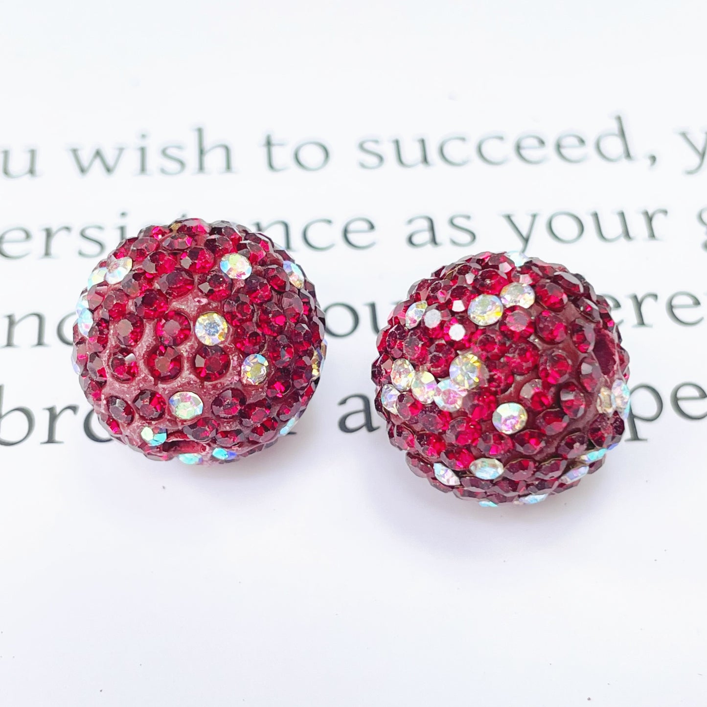 Colored Clay Ball Rhinestone Beads 16mm Glass Glaze 20pcs 16