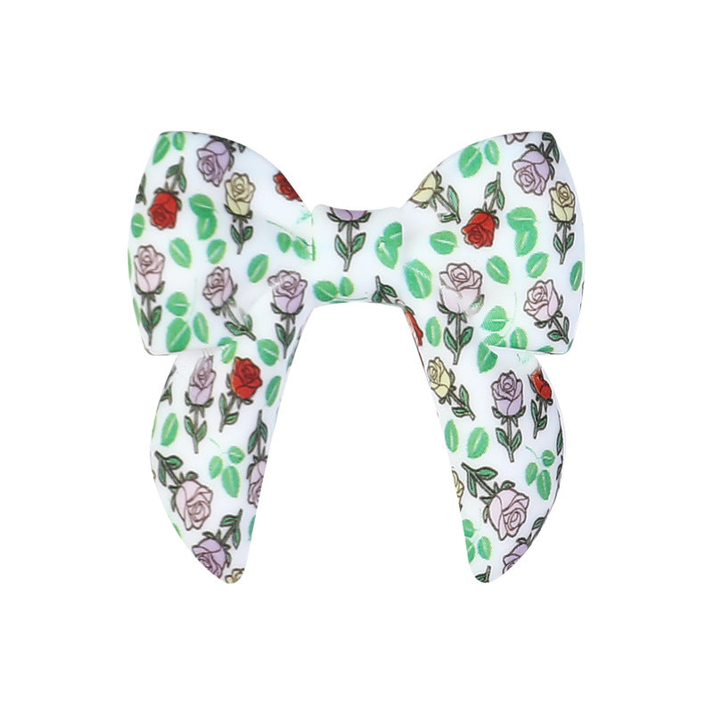10pcs 3D Bow Printed Silicone Focal Beads