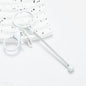Beadable Keychain Bar Metal Slender Shaft Polished Ball Lobster Clasp - White