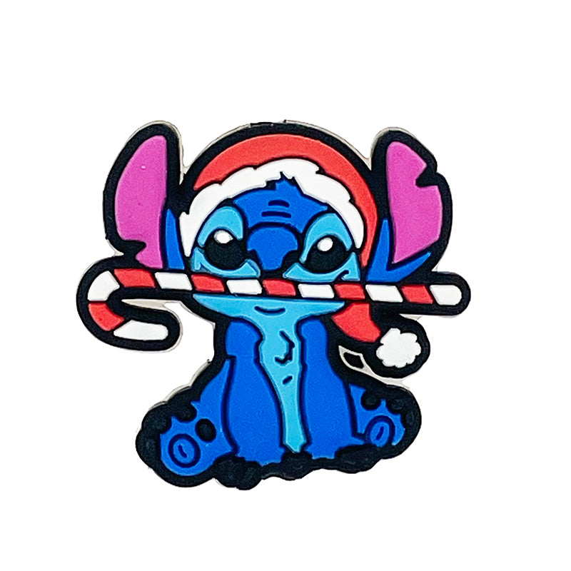 Silicone Focal Beads Christmas Stitch Holding Candy Cane 20pcs