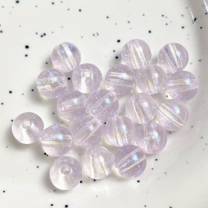 Colored Round Acrylic Beads 8mm Pastel Glossy Shimmer 100pcs 7