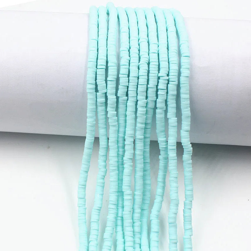 Flat Clay Beads 4mm Solid Color Polymer Disc 10strands 15