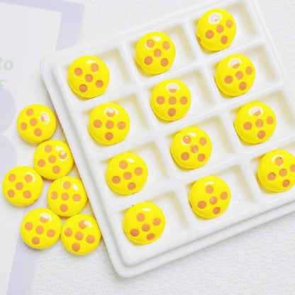Palette Flat Acrylic Beads 16mm Glossy Raised Dot Design 10pcs 10