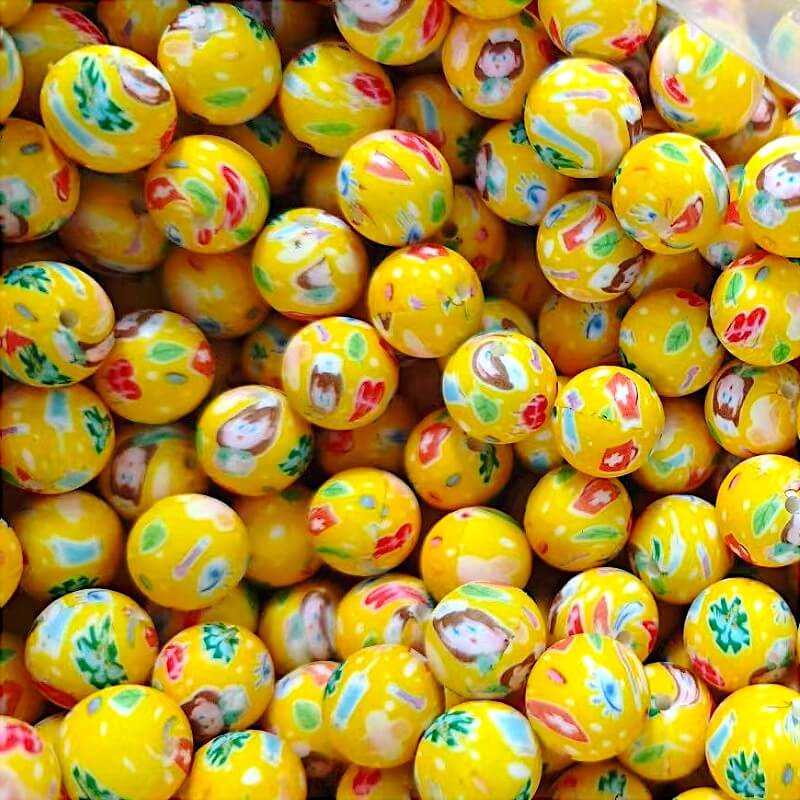 15mm Silicone Beads Medical Series Print Bright Yellow 50pcs