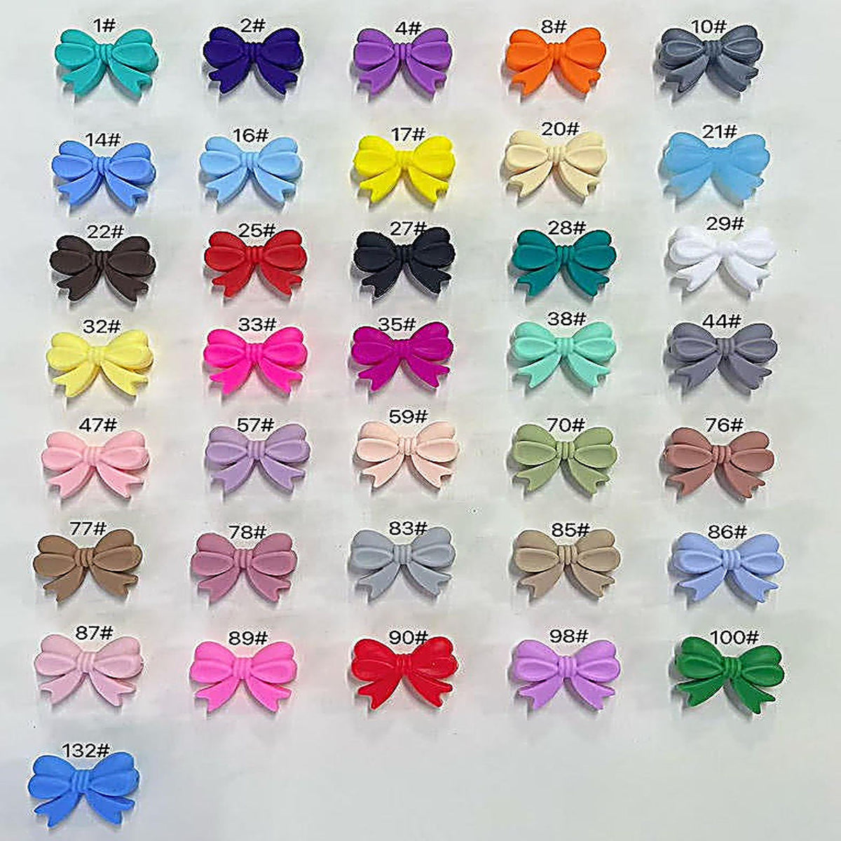 Colorful Bow Knot Horizontal Hole Silicone Beads 20pcs - 1#- Turquoise Green