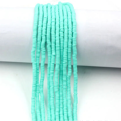 Flat Clay Beads 4mm Solid Color Polymer Disc 10strands 12