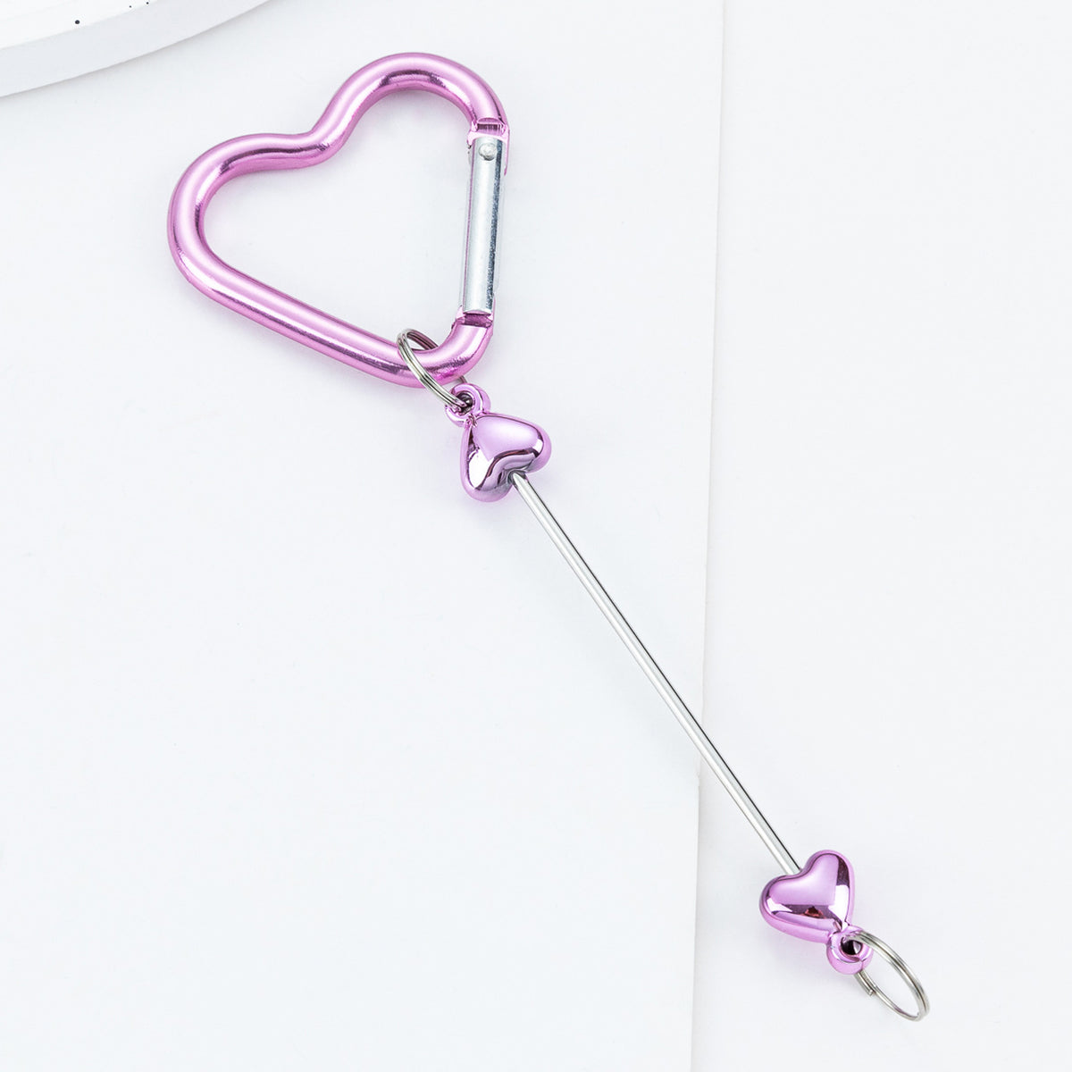Beadable Metal Carabiners Heart-shaped With Bars