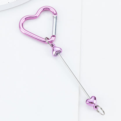 Beadable Metal Carabiners Heart-shaped With Bars