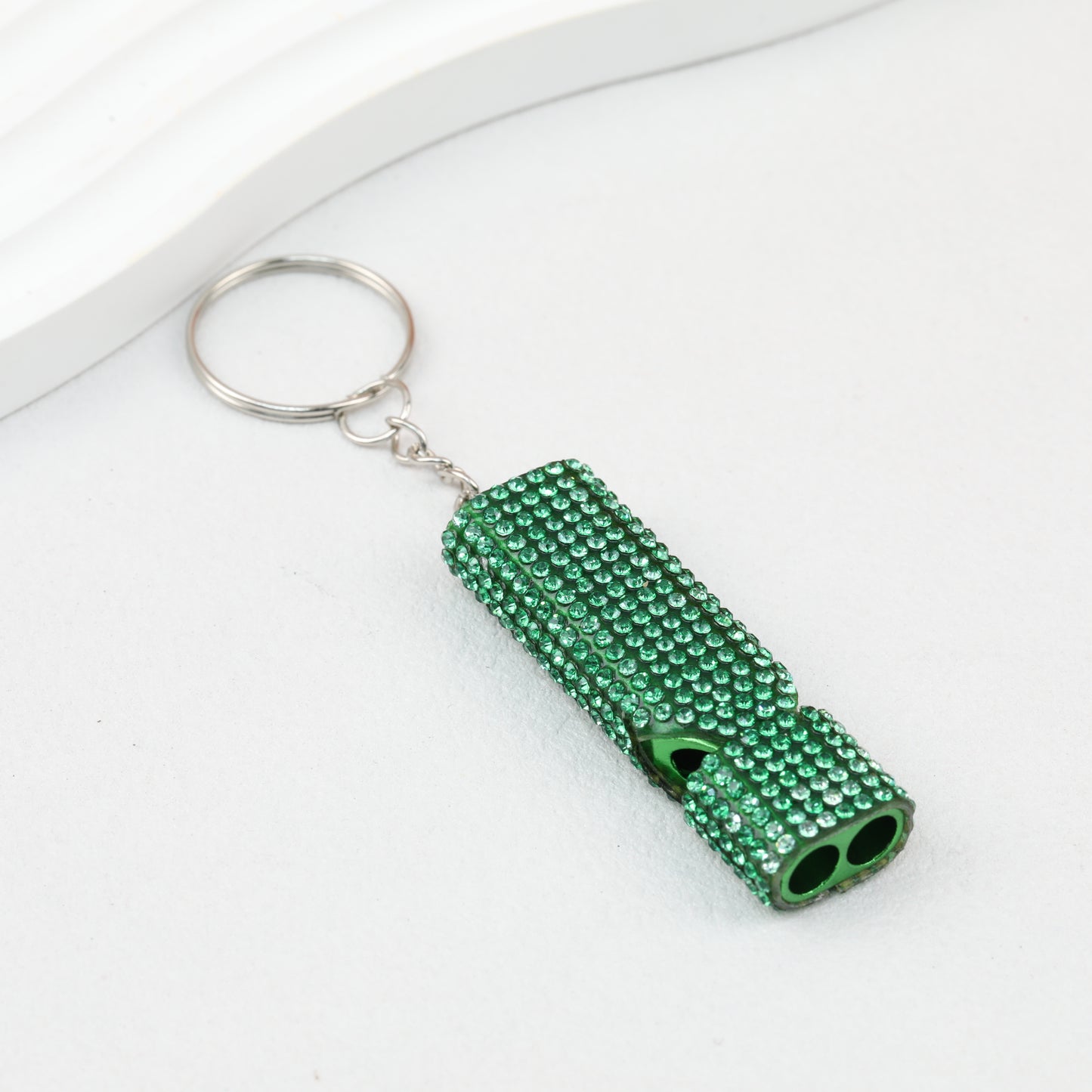 Rhinestone Whistle Keychain Self Defense Colorful Compact
