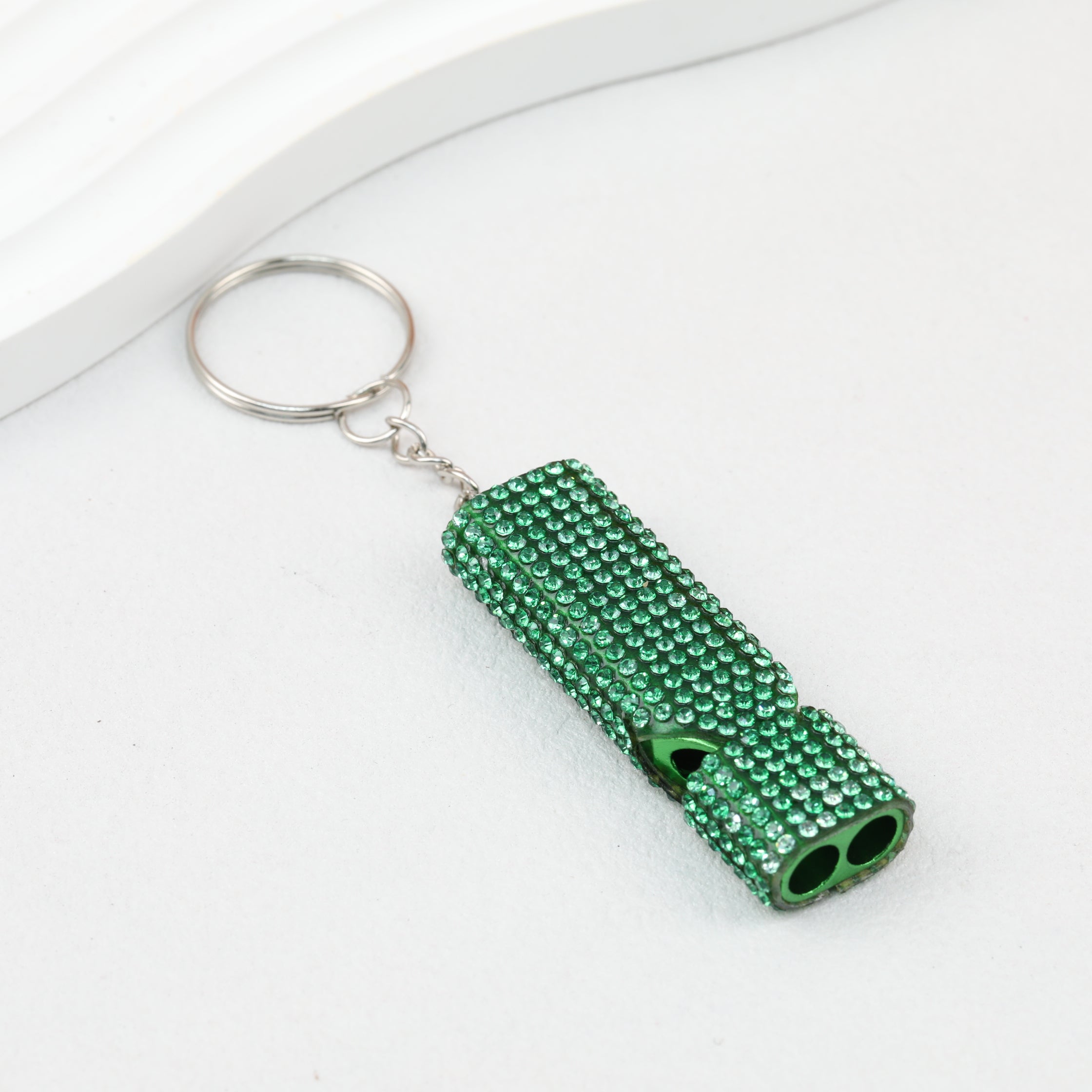 Rhinestone Whistle Keychain Self Defense Colorful Compact
