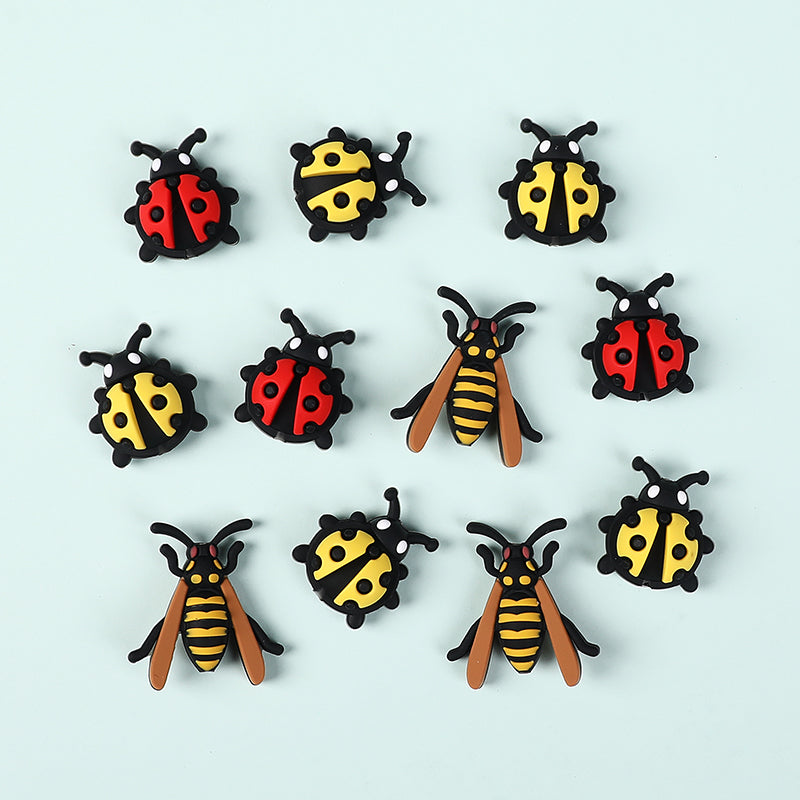 Silicone 3D Focal Beads Ladybug Wasp Insect Detailed Wings and Antennae 20pcs 5