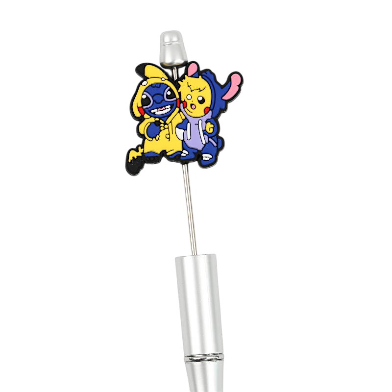 Silicone Focal Beads Pikachu Stitch Characters Wearing Hoodies 20Pcs 2