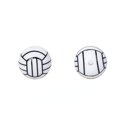 15mm Silicone Beads Sports Ball Printed Soccer Football Volleyball 10pcs 8