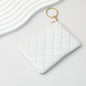 Wallet Keychain Coin Purse Plaid Simple Solid Color - White