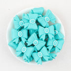 3D Emerald Silicone Focal Beads Wholesale, Western Cowboy Turquoise Bow White Scalloped Center