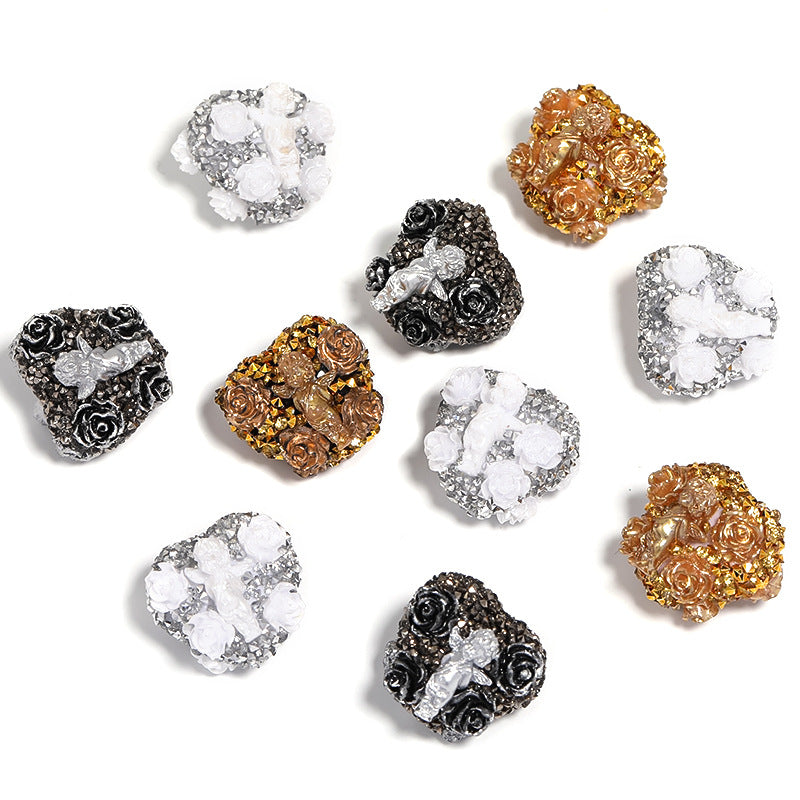 Fancy Resin Cupid Heart Beads 21x23mm 10pcs 6